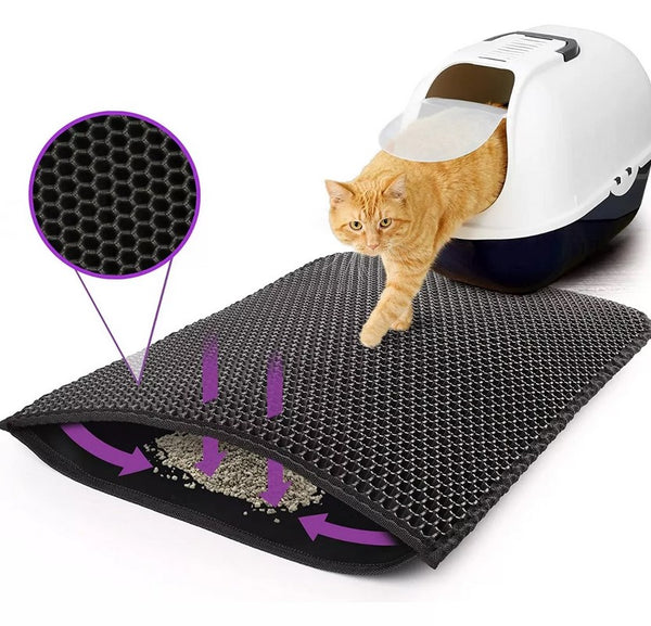Alfombra atrapa arena para caja de gatos con doble capa